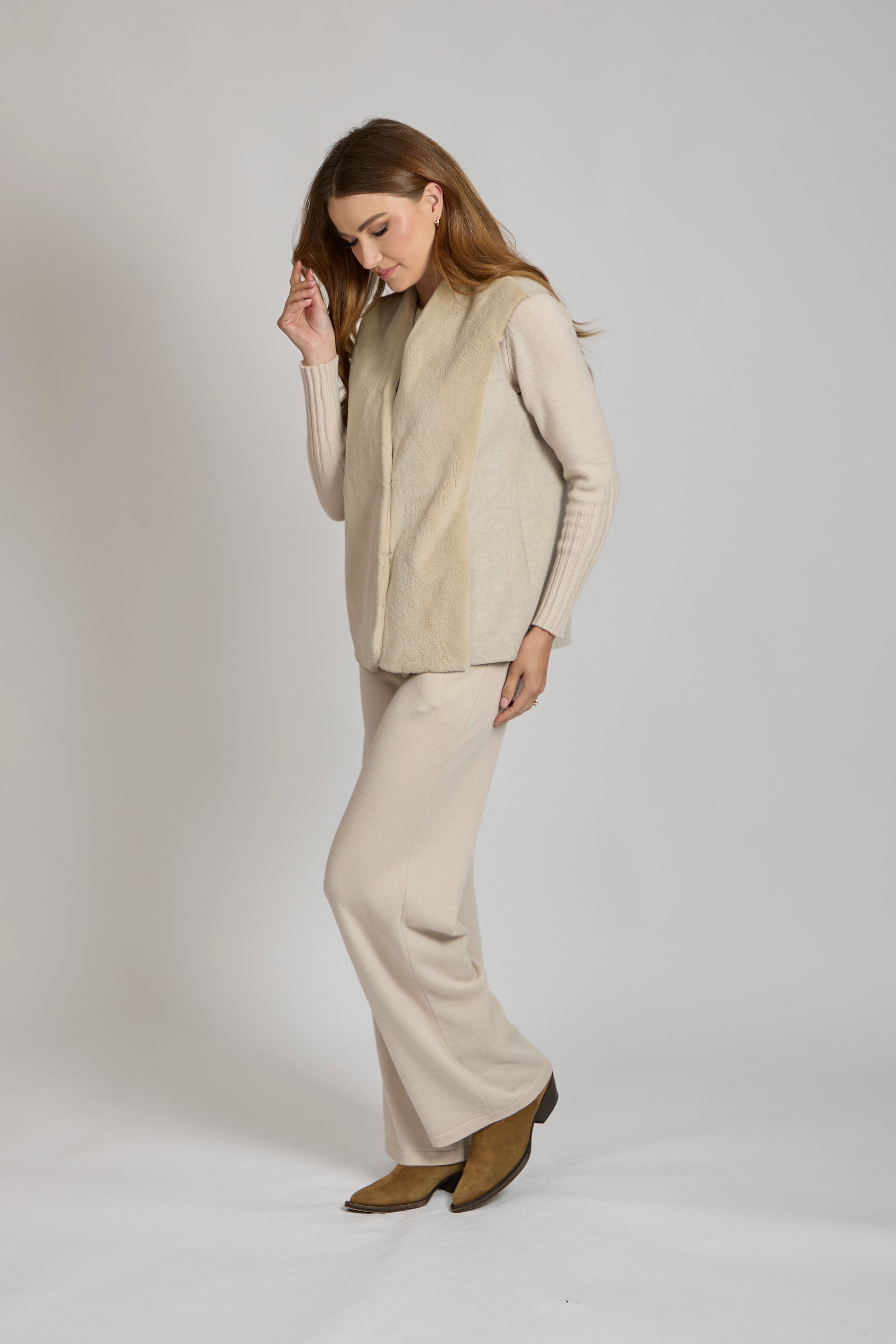SHAVED MINK VEST-ANGORA