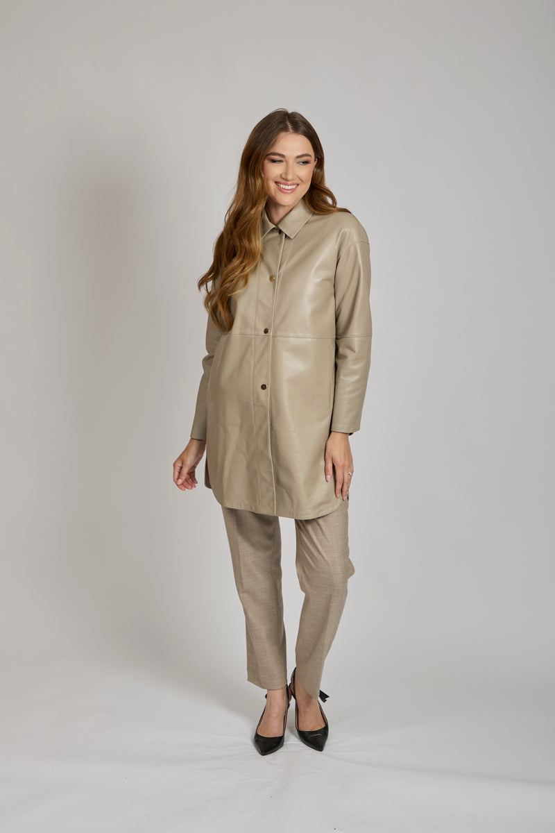 LEATHER COAT - BEIGE