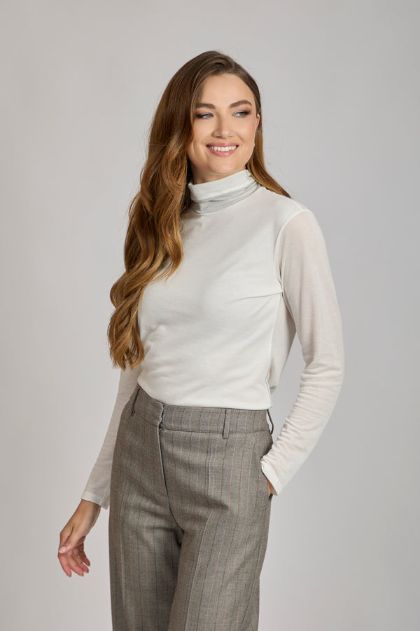 TURTLE NECK TOP- LATTE