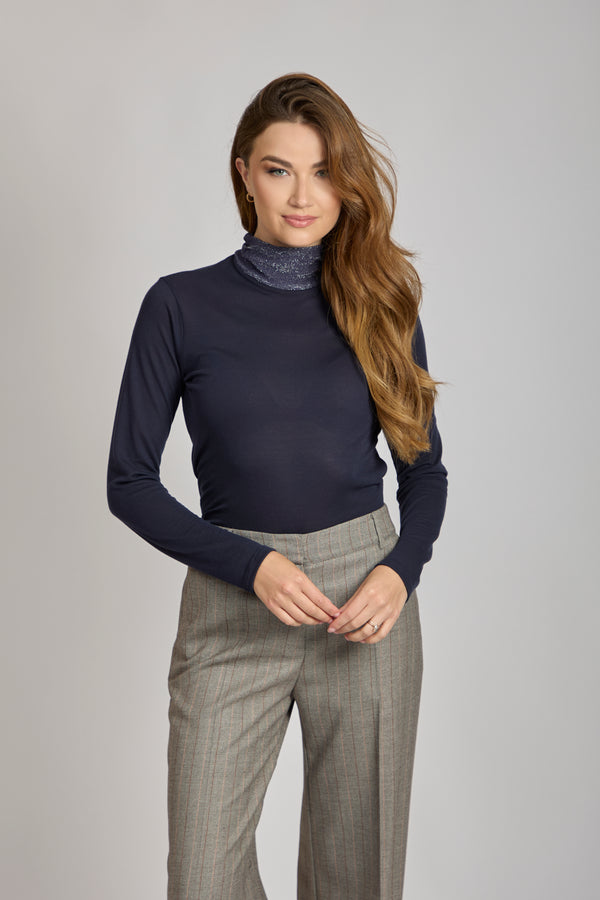 TURTLE NECK TOP-BLUE