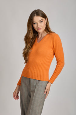 V NECK JUMPER-ARANCIO
