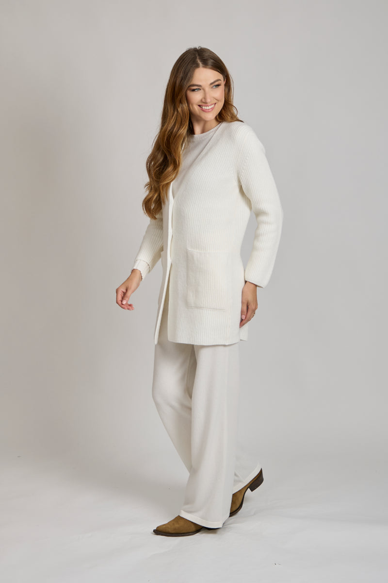 LONG CASHMERE CARDIGAN-WHITE