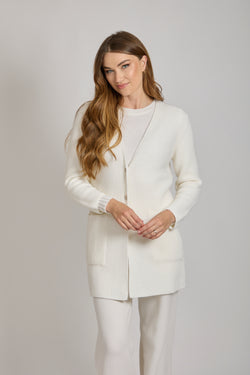 LONG CASHMERE CARDIGAN-WHITE