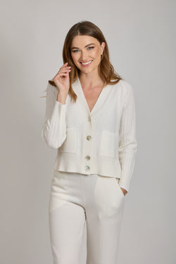 CASHMERE CARDIGAN- WHITE