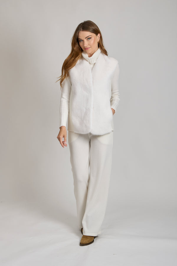 CASHMERE/MINK VEST-MILK