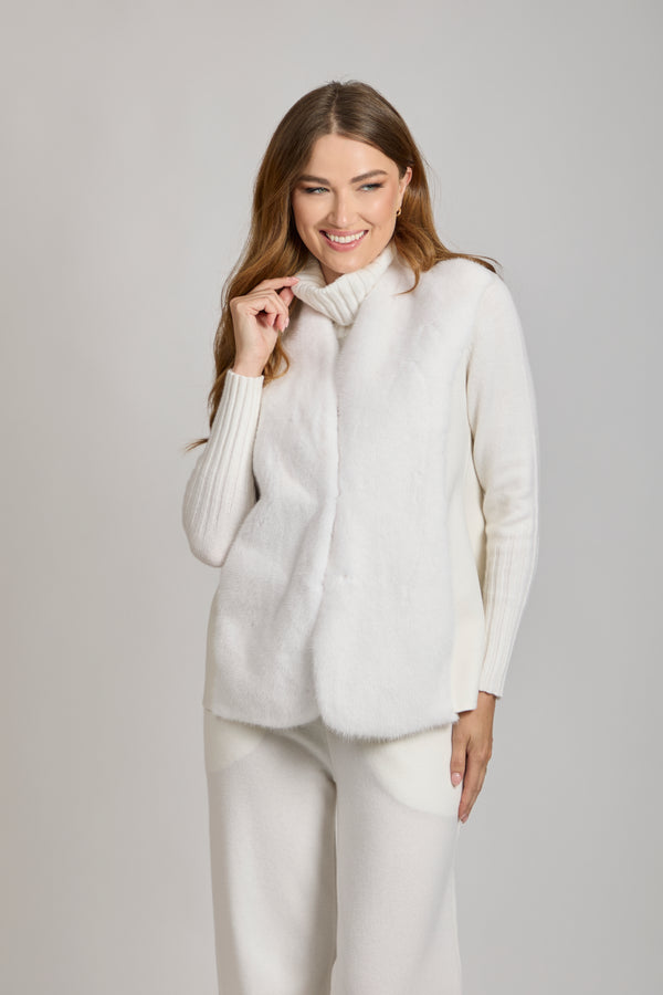 CASHMERE/MINK VEST-MILK