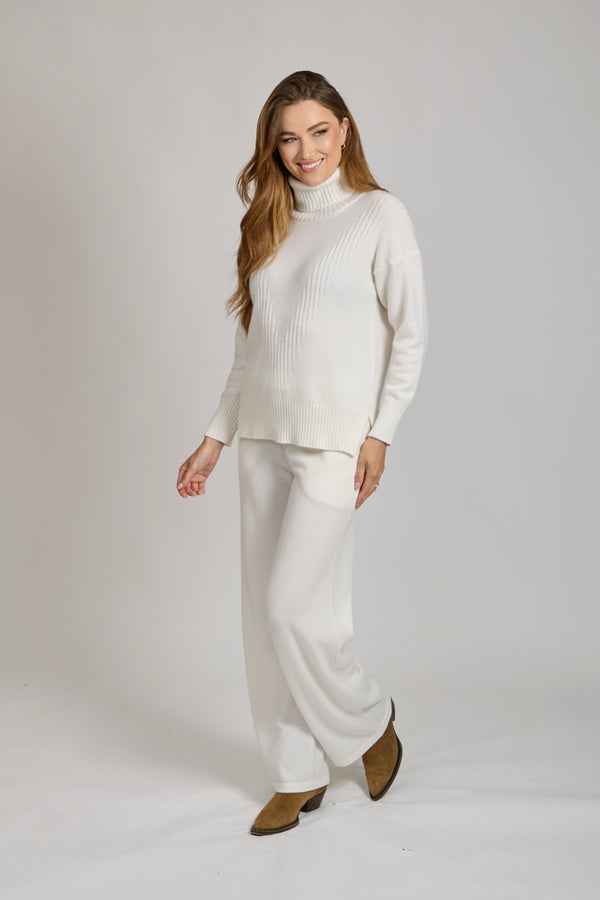 HIGH NECK JUMPER-WHITE