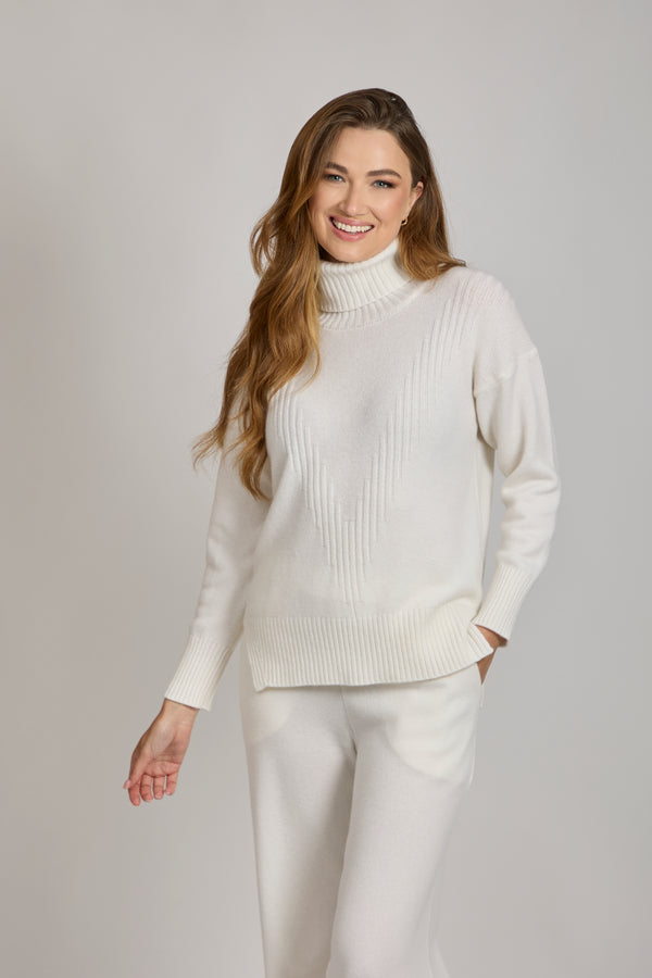 HIGH NECK JUMPER-WHITE