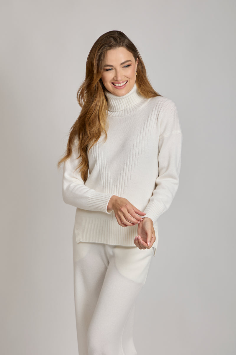 HIGH NECK JUMPER-WHITE