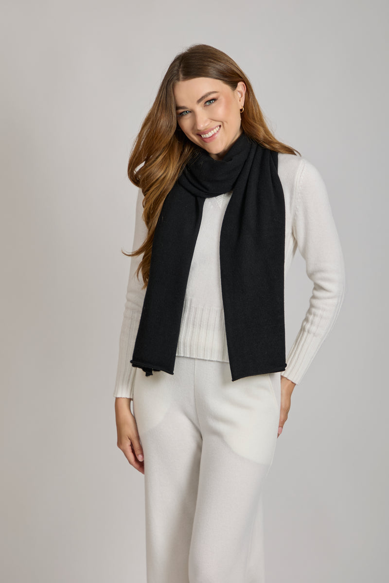 CASHMERE SCARF-BLACK