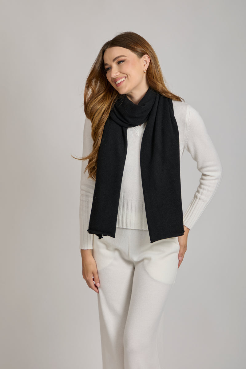CASHMERE SCARF-BLACK