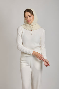 CASHMERE HOOD-WHITE