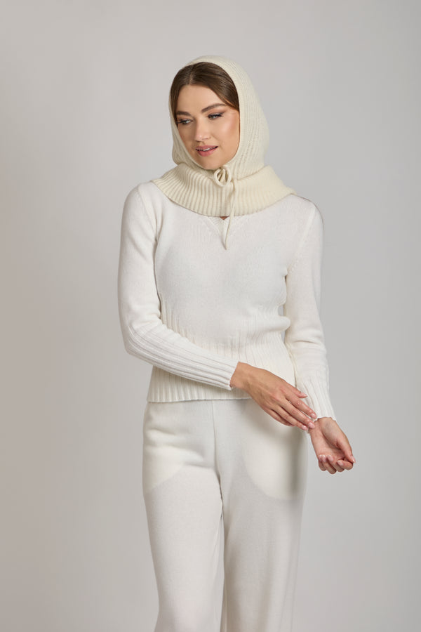 CASHMERE HOOD-WHITE