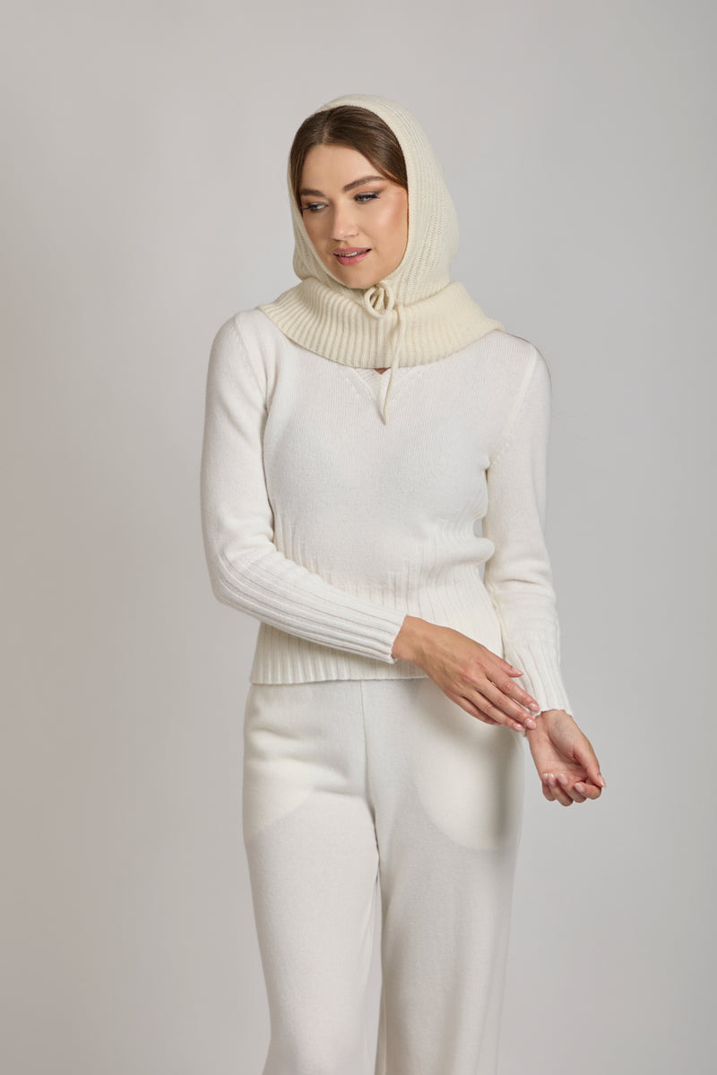CASHMERE HOOD-WHITE