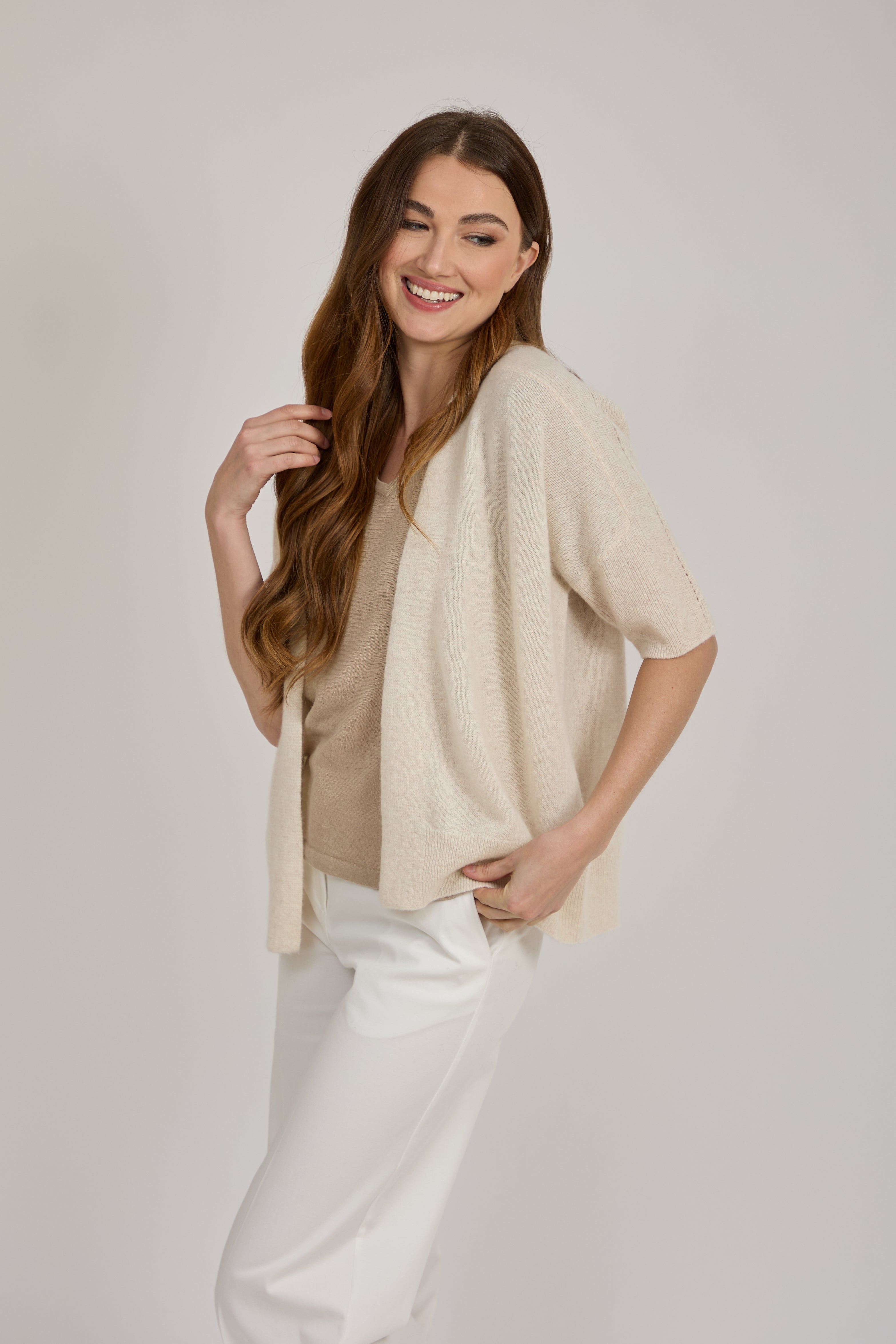 CROPPED CARDIGAN - OFF WHITE