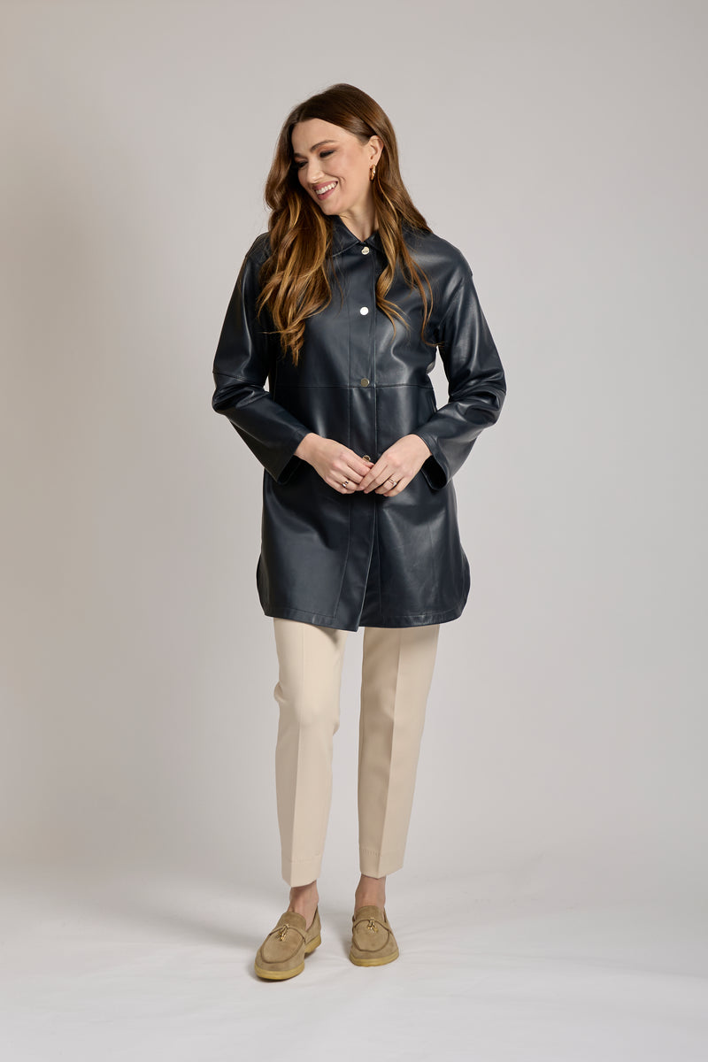 LEATHER COAT - BLUE