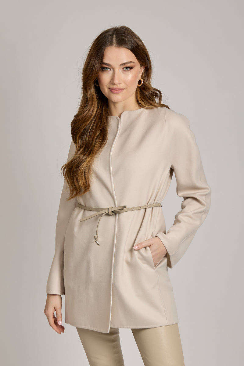 JACKET WITH BELT-SPRING BEIGE