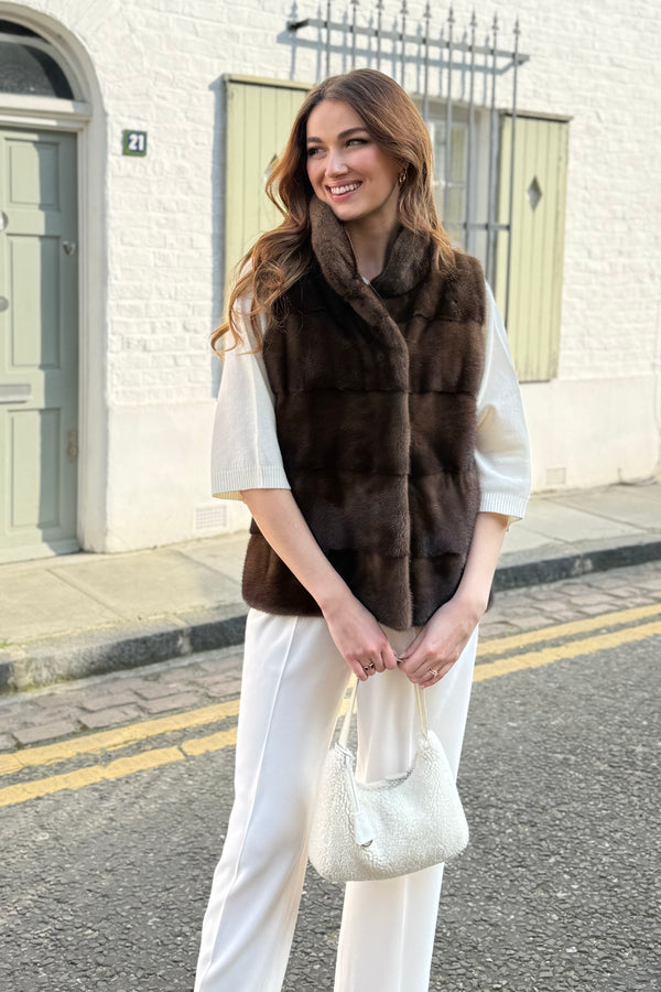 MINK VEST-BROWN