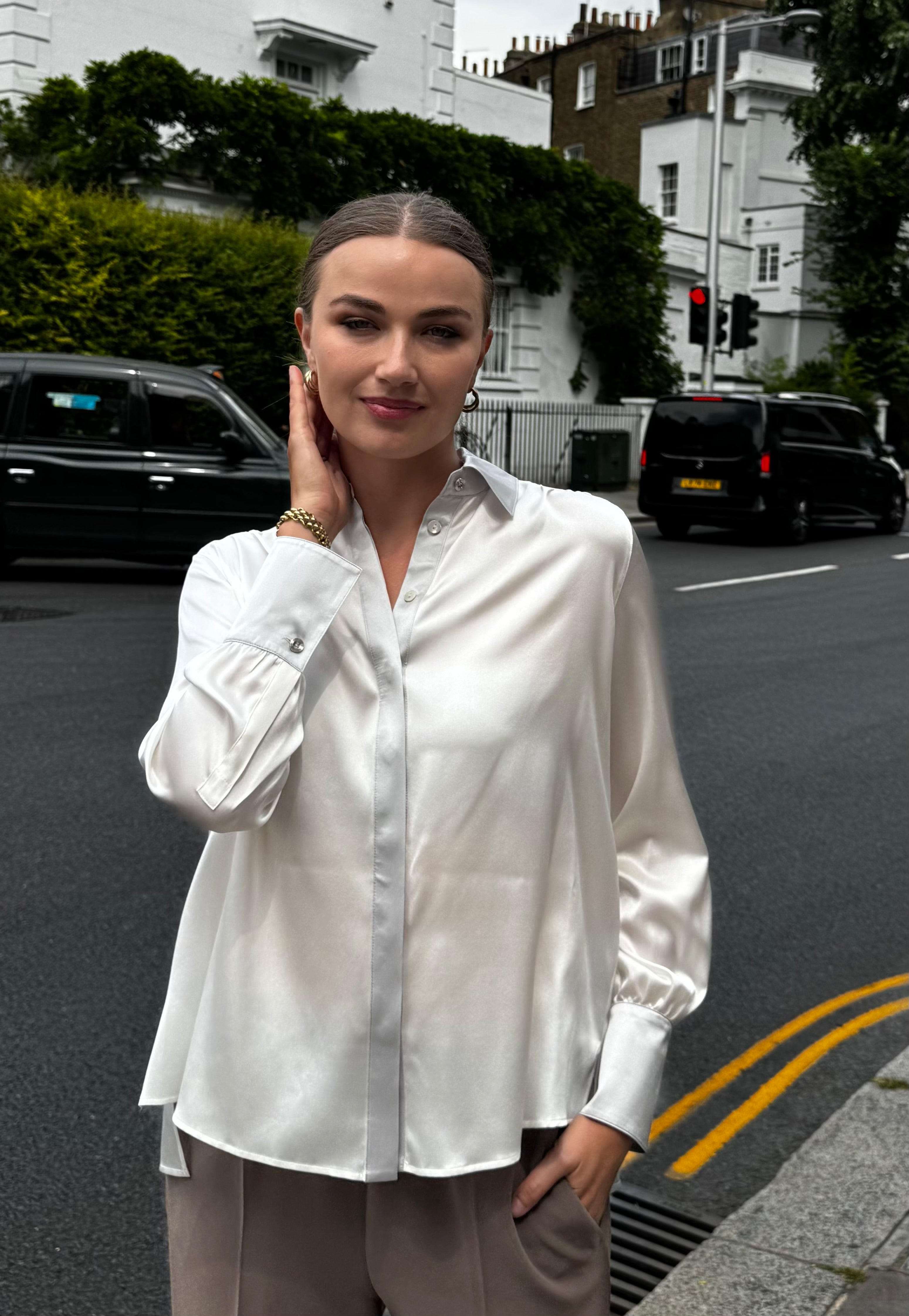 SILK SHIRT-LATTE
