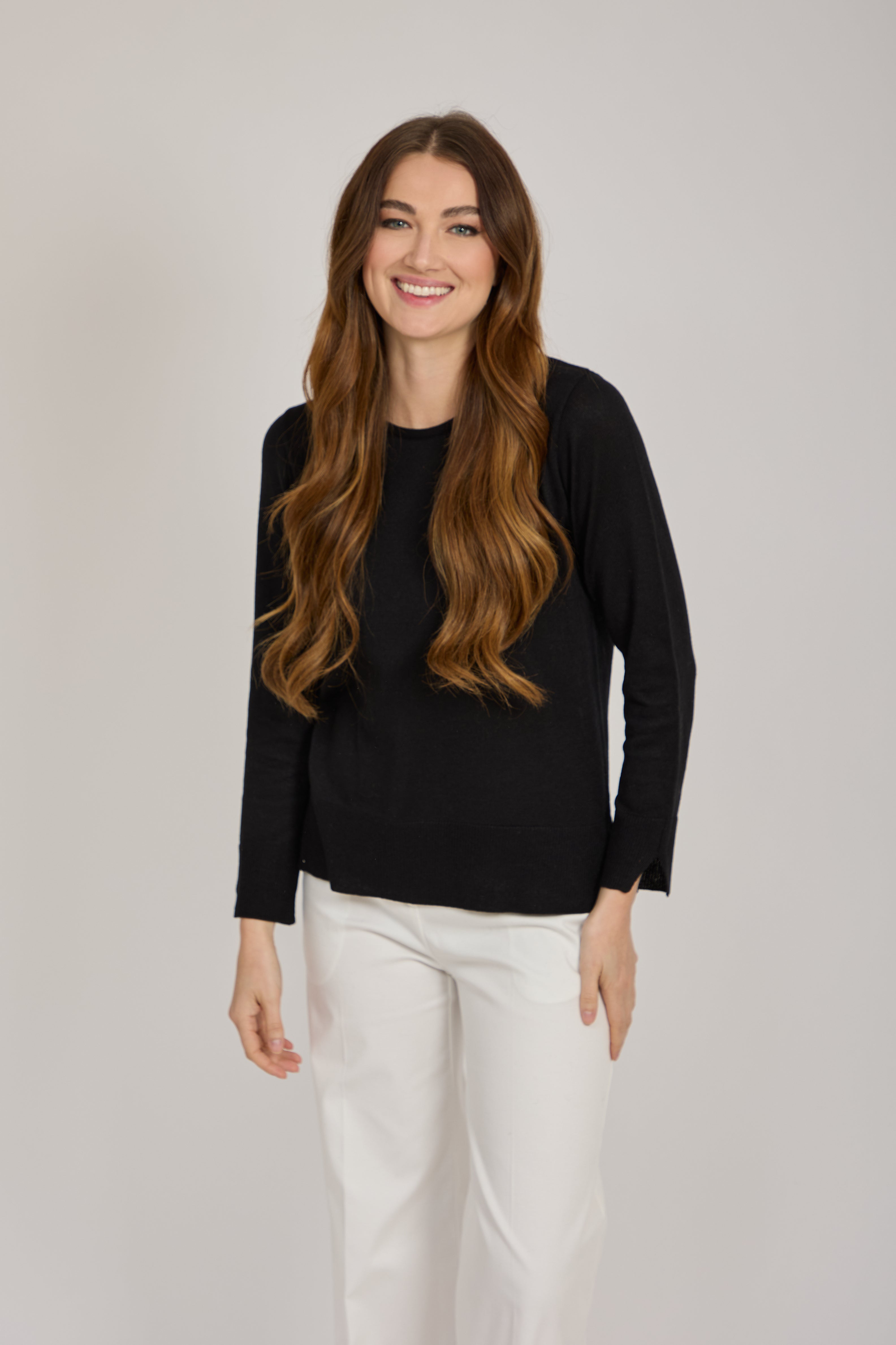 CREW NECK COTTON TOP-NERO