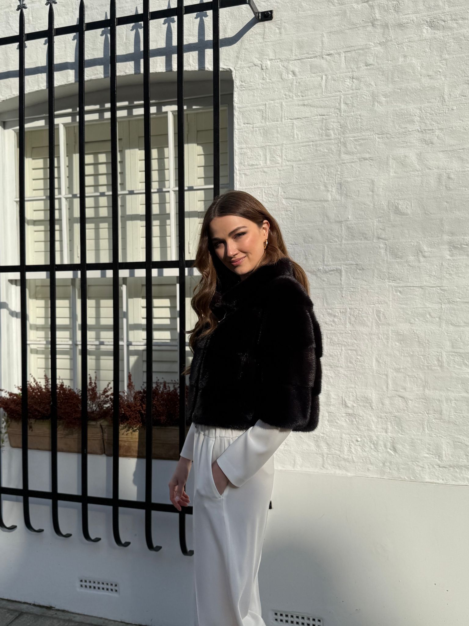 SHORT MINK JACKET- OFF WHITE AND BLACK