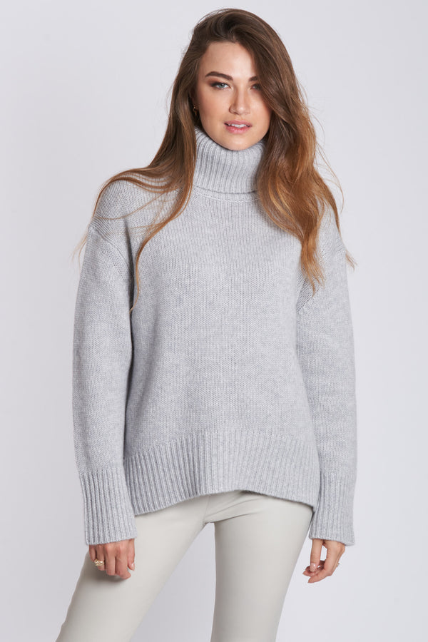 THICK HIGH NECK JUMPER - ACIER