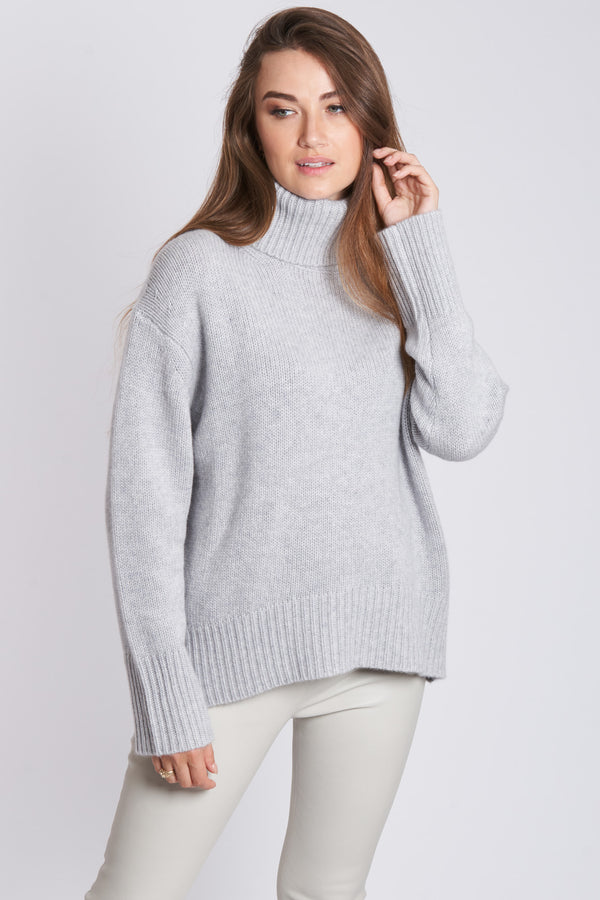 THICK HIGH NECK JUMPER - ACIER