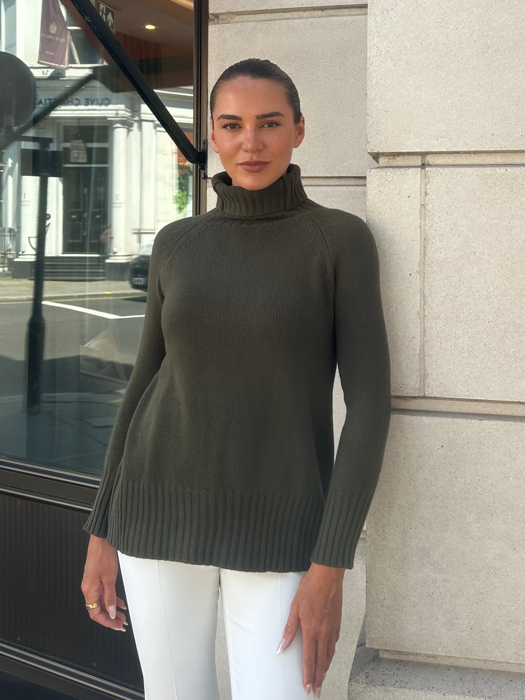 HIGH NECK JUMPER-KAKI
