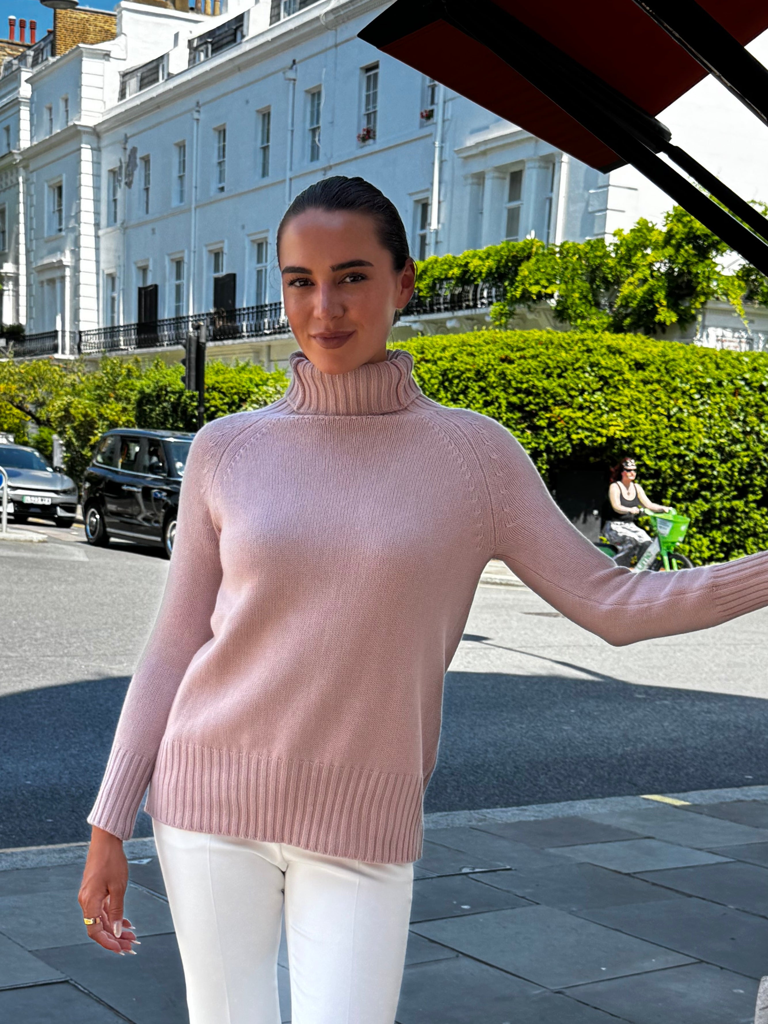 HIGH NECK JUMPER-ROSE
