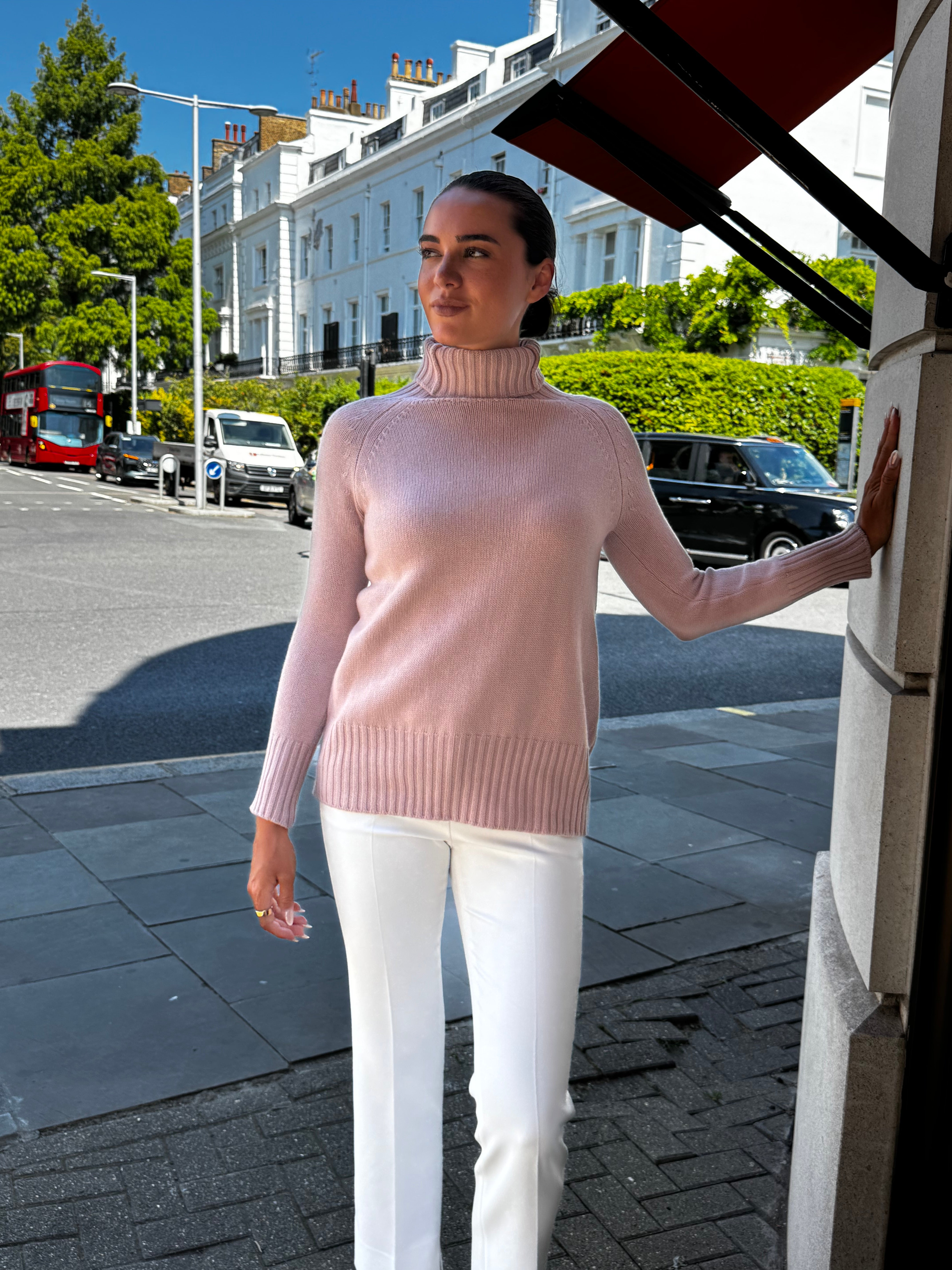HIGH NECK JUMPER-ROSE