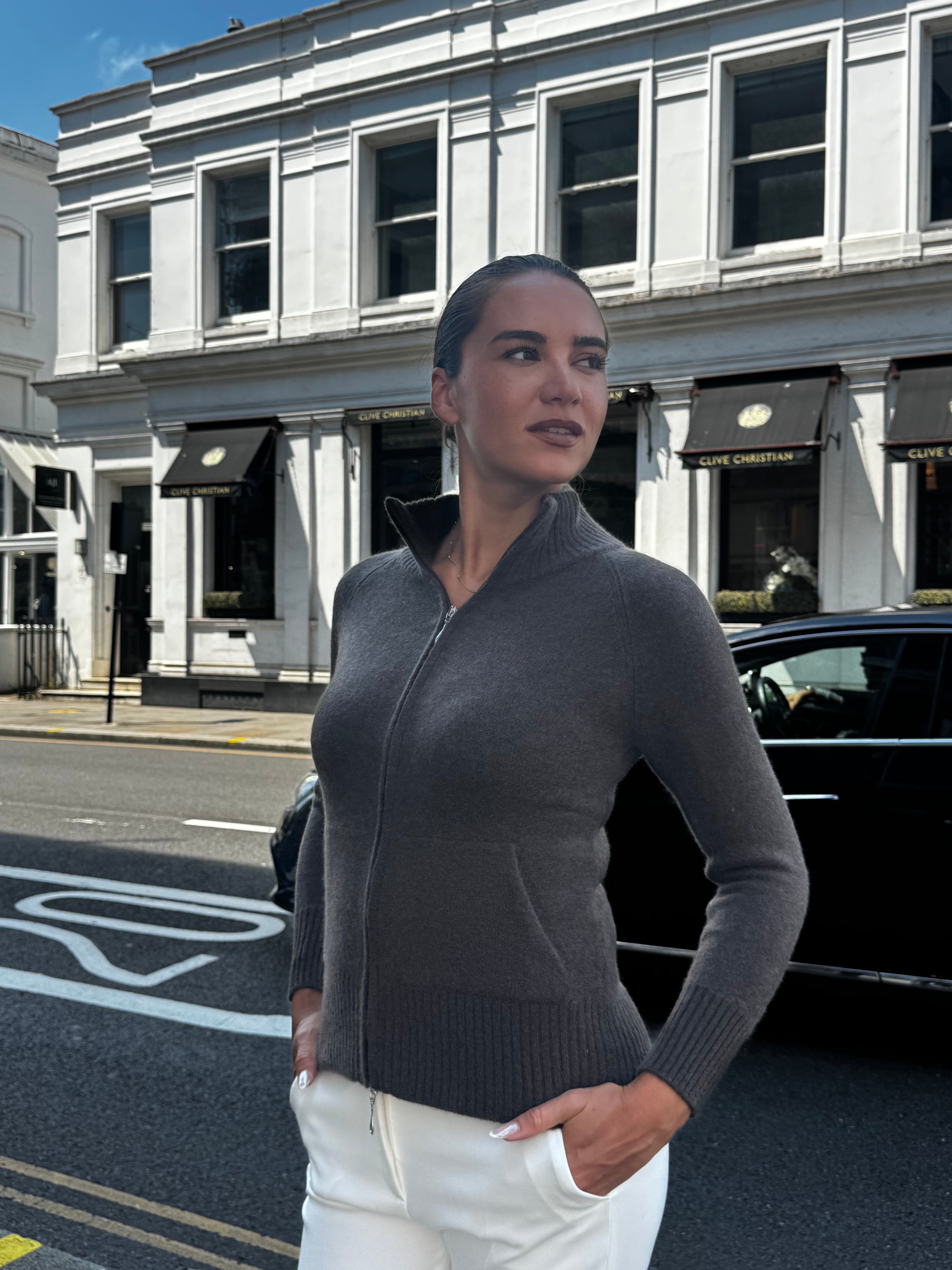 CASHMERE CARDIGAN-MARRONE