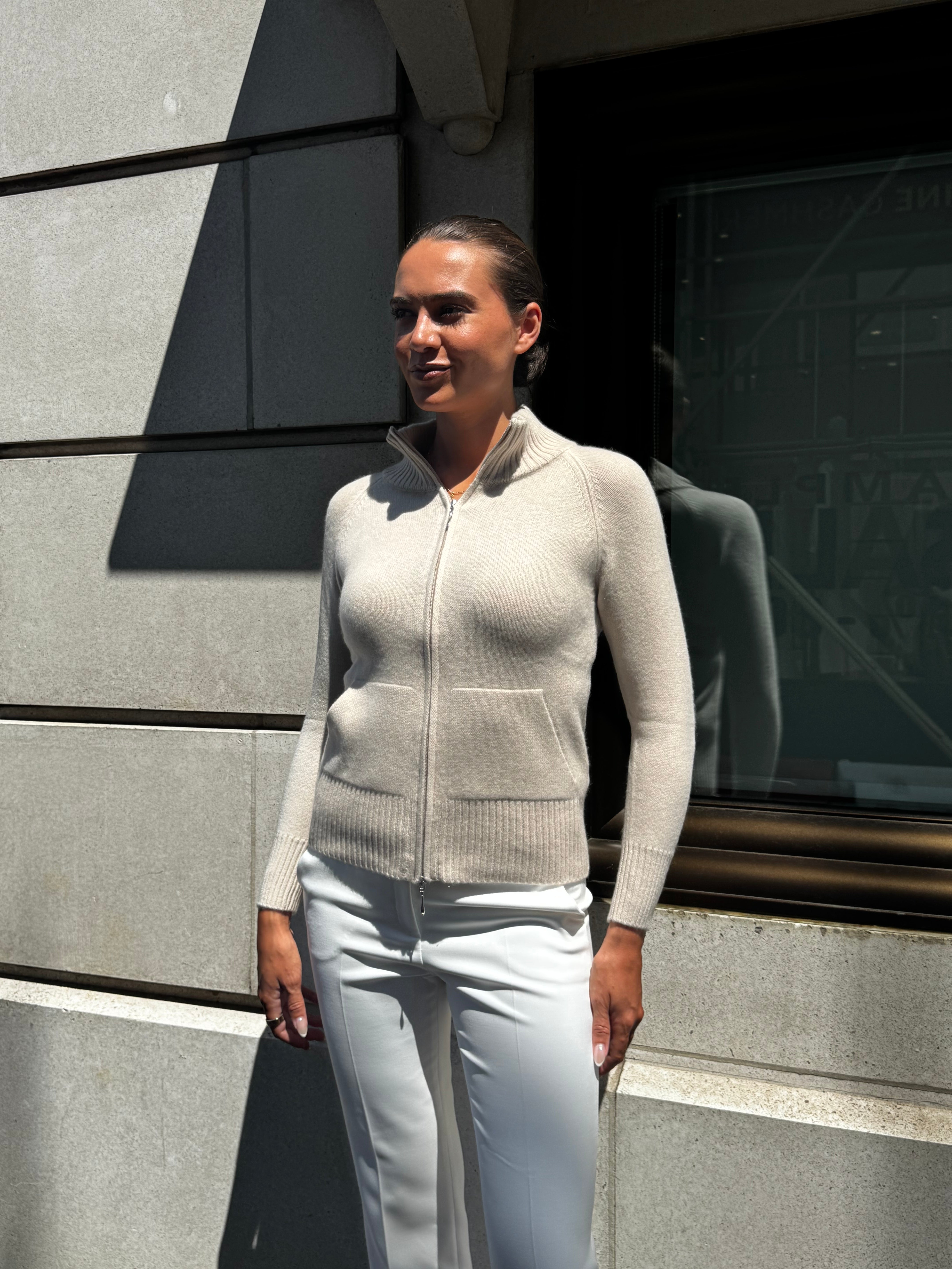 CASHMERE CARDIGAN-BEIGE