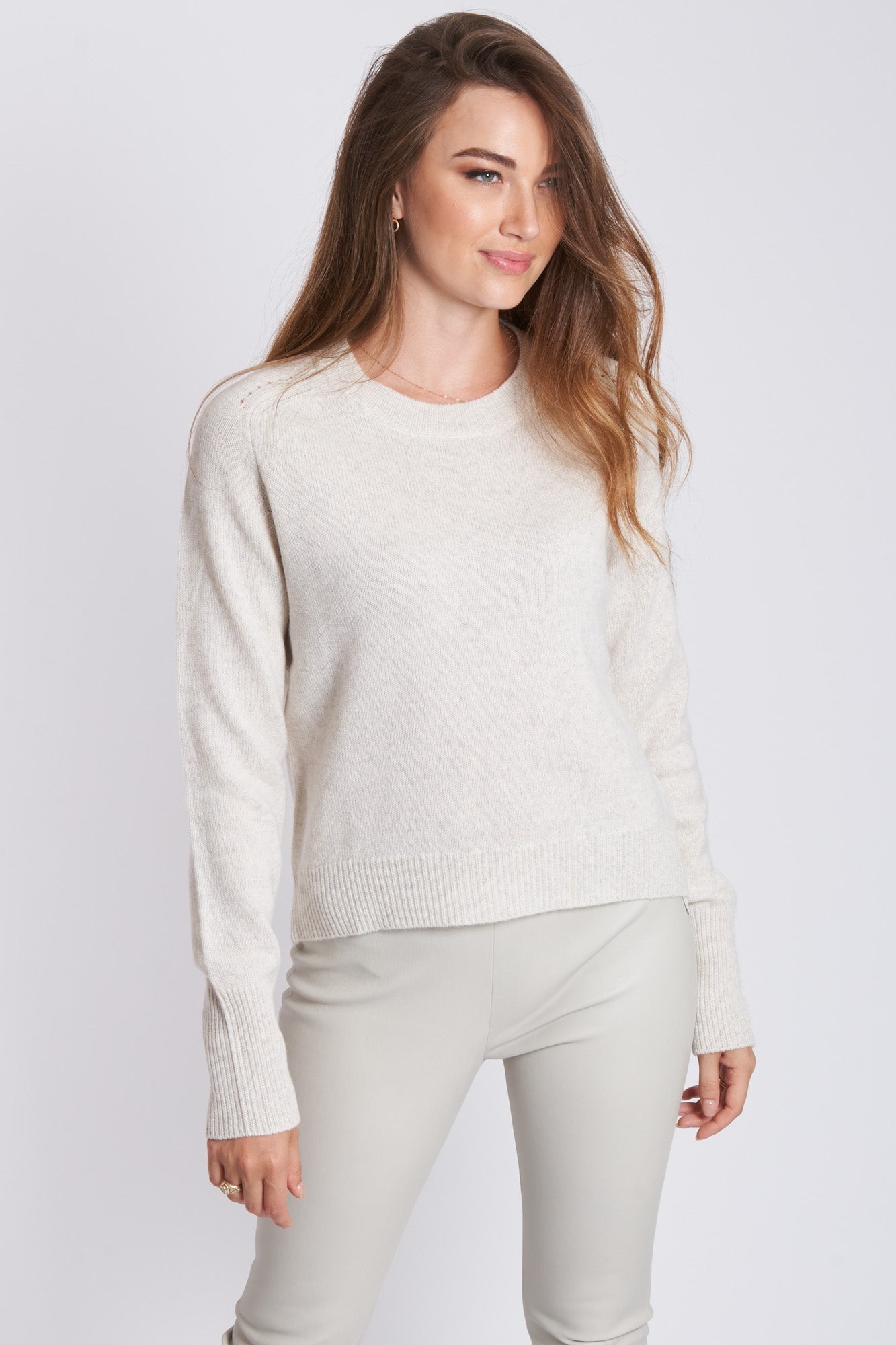 Divine Cashmere crew neck sweater in soft, fine-knit cashmere with a classic silhouette