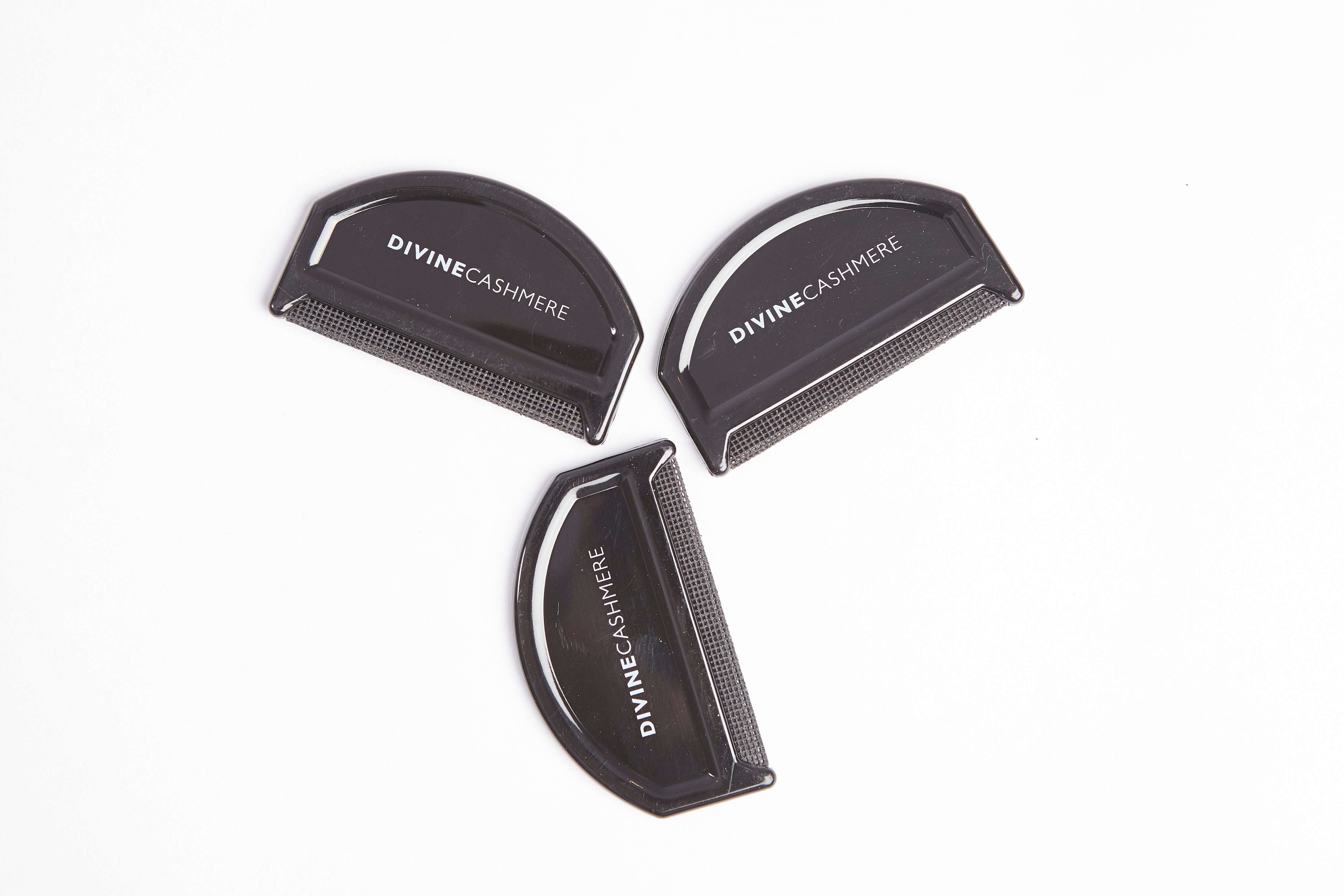 Divine Cashmere pilling comb, handheld tool for removing fuzz and pills from cashmere garments