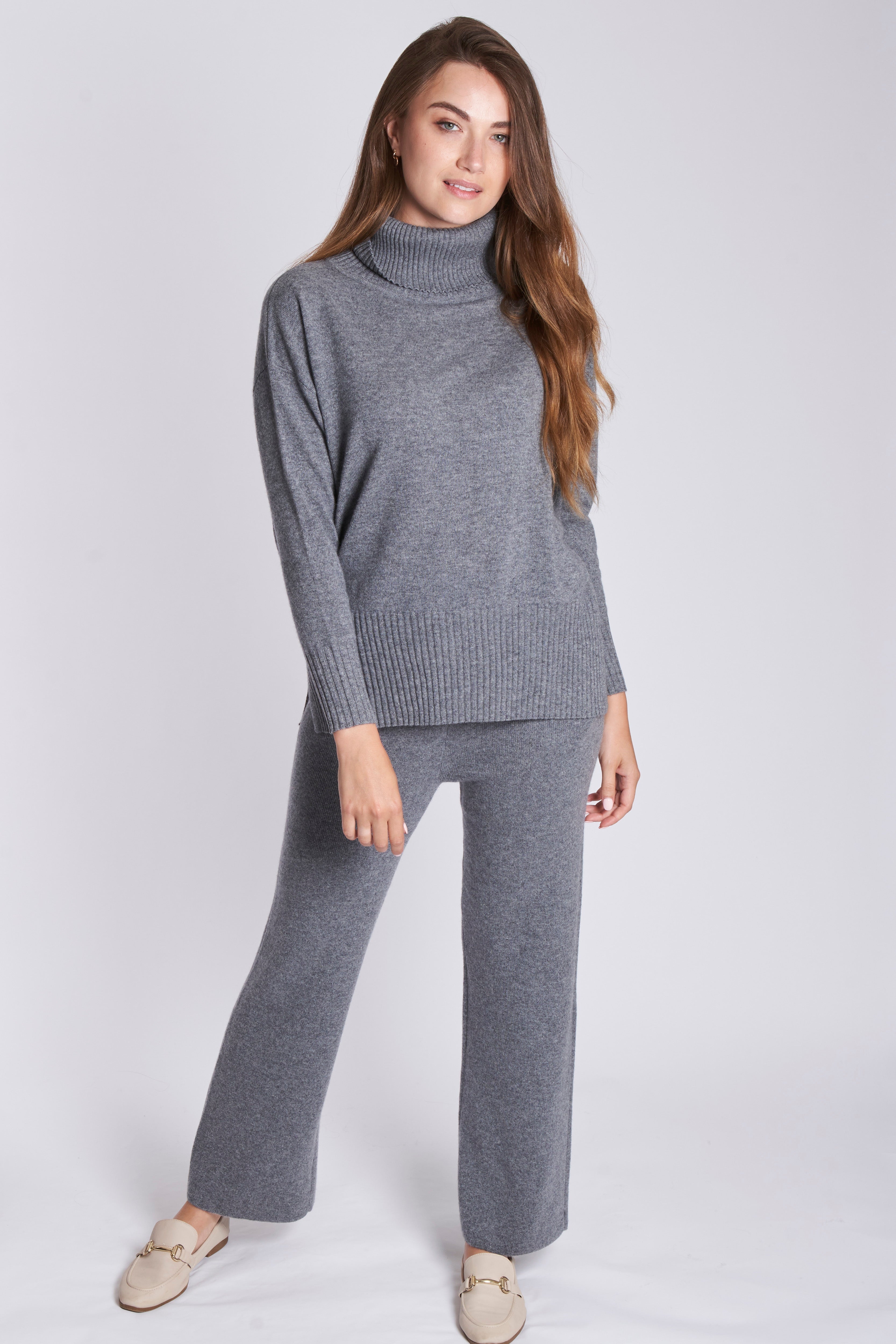 Mistral cashmere trousers by Divine Cashmere, tailored with clean lines and soft knit texture