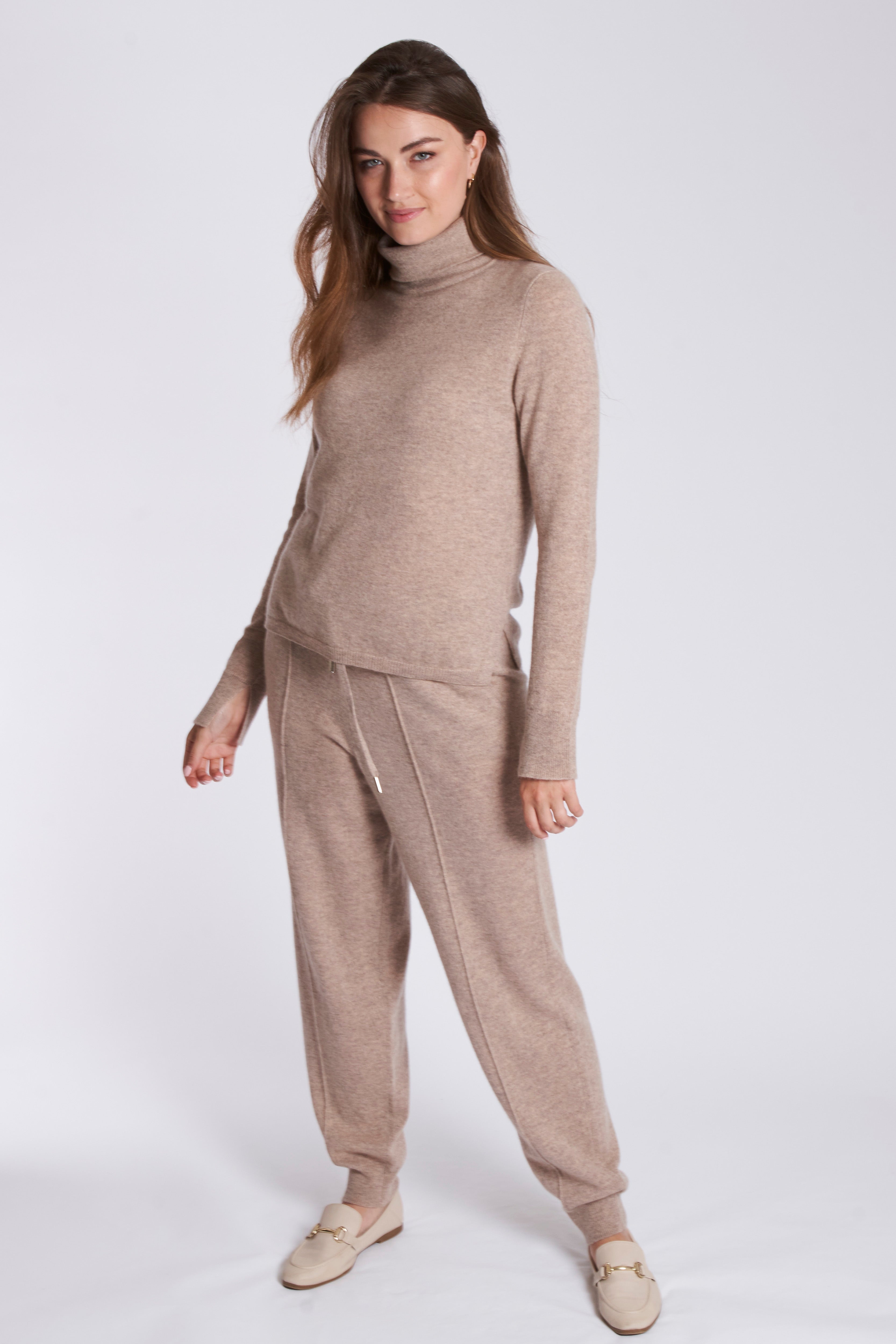 Divine Cashmere Nomad cashmere joggers, relaxed tapered cut with elastic waistband and ribbed cuffs