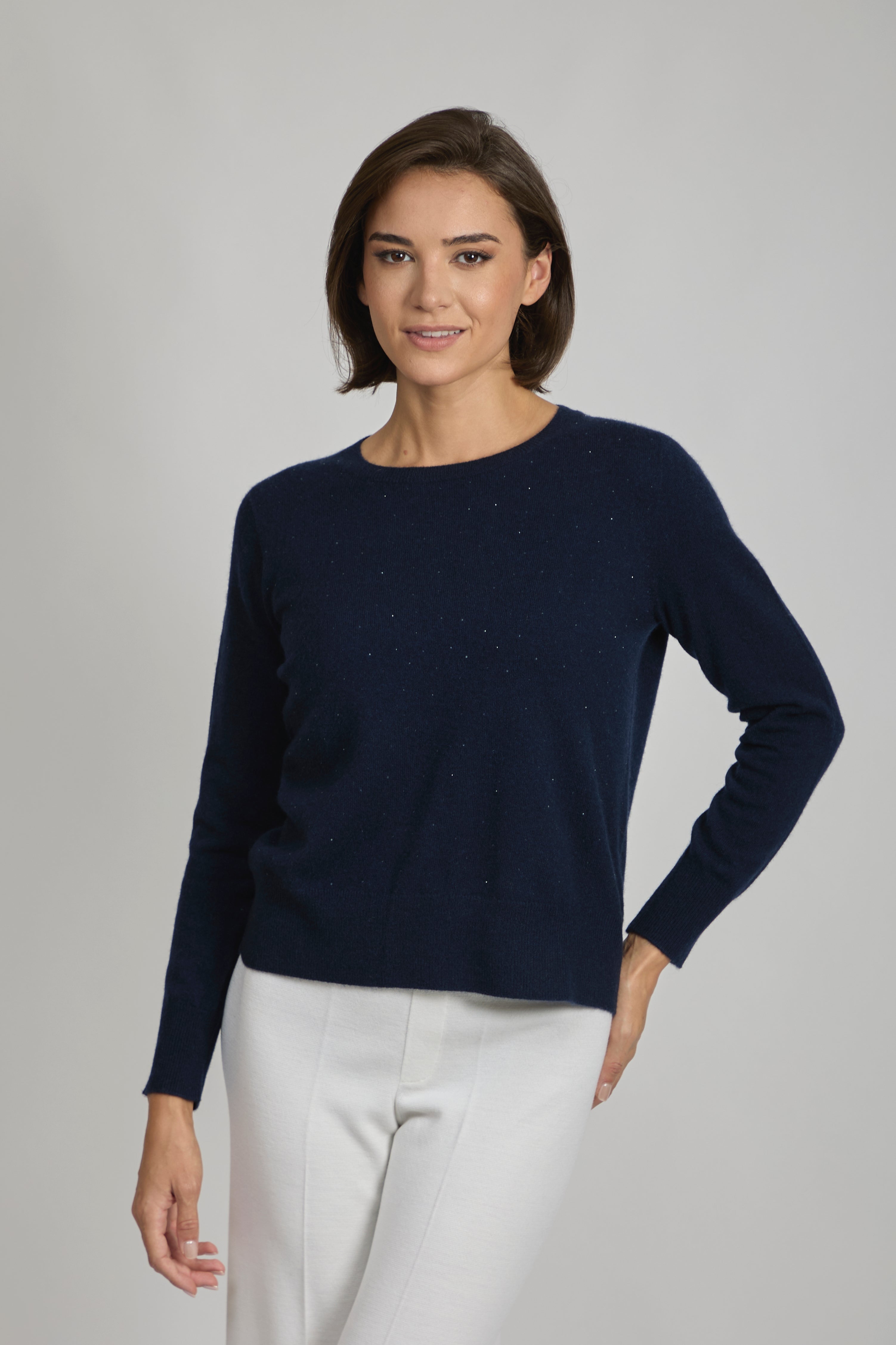 Sequin cashmere sweater by Divine Cashmere with all-over sequins and relaxed silhouette