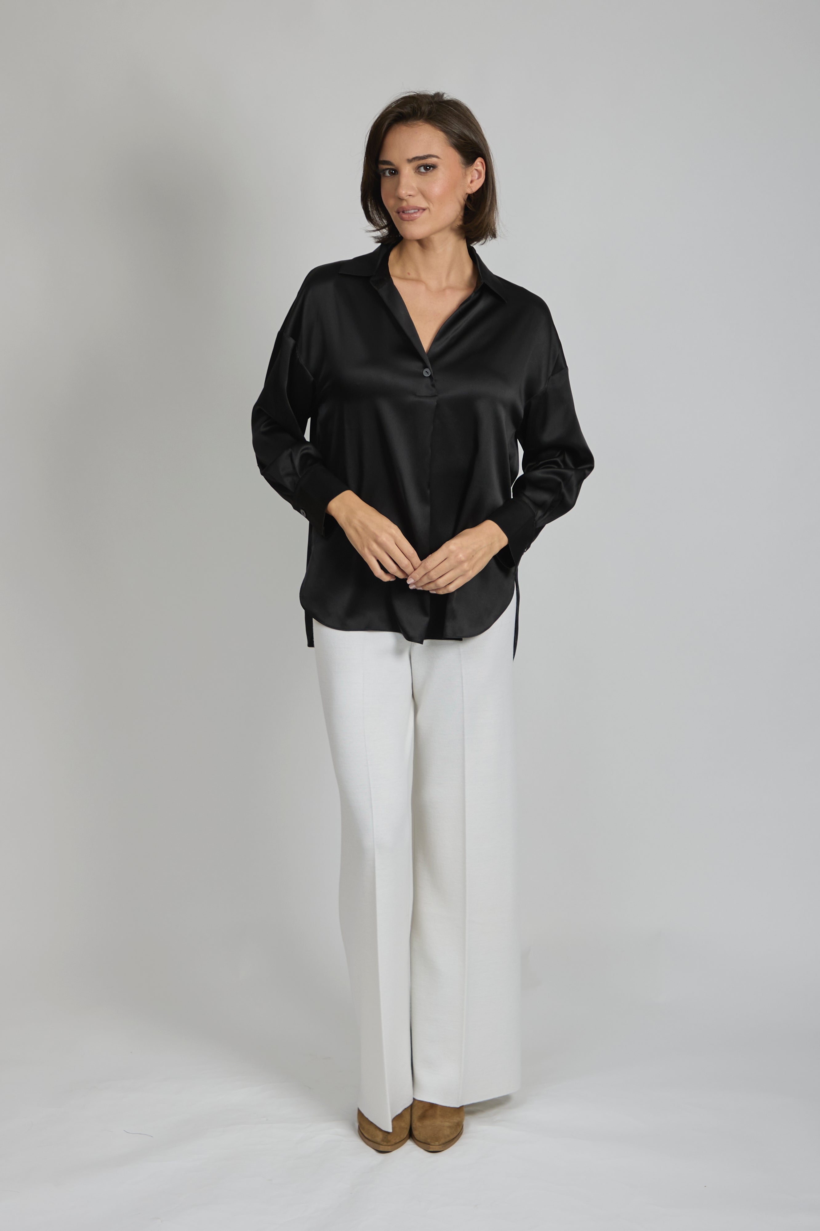 Divine Cashmere silk blouse with tailored silhouette and subtle drape
