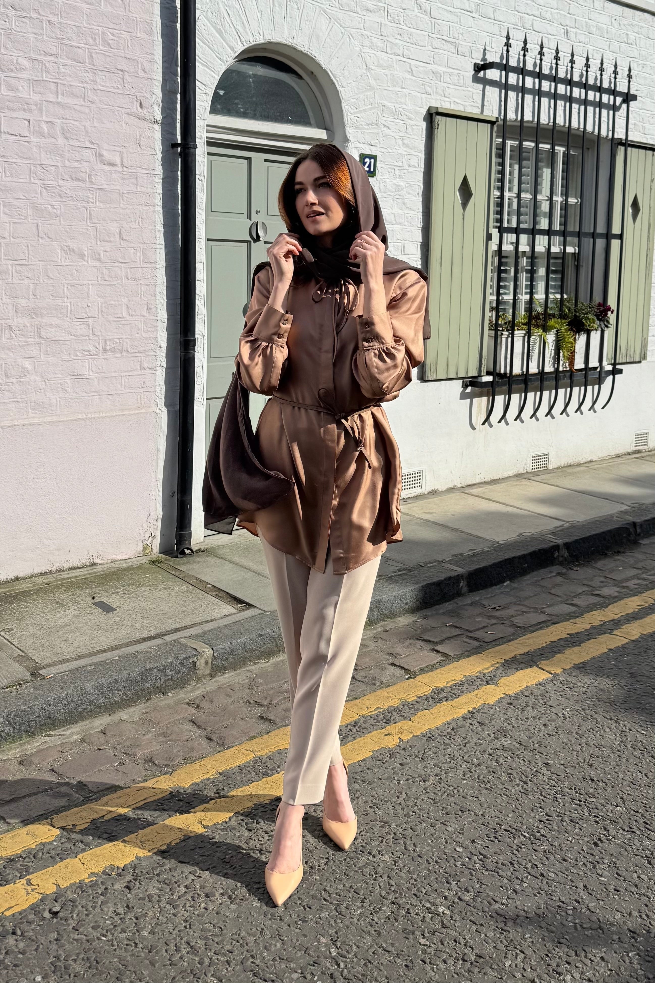 Silk shirt with lace trim, lightweight blouse featuring delicate lace detailing along the edges