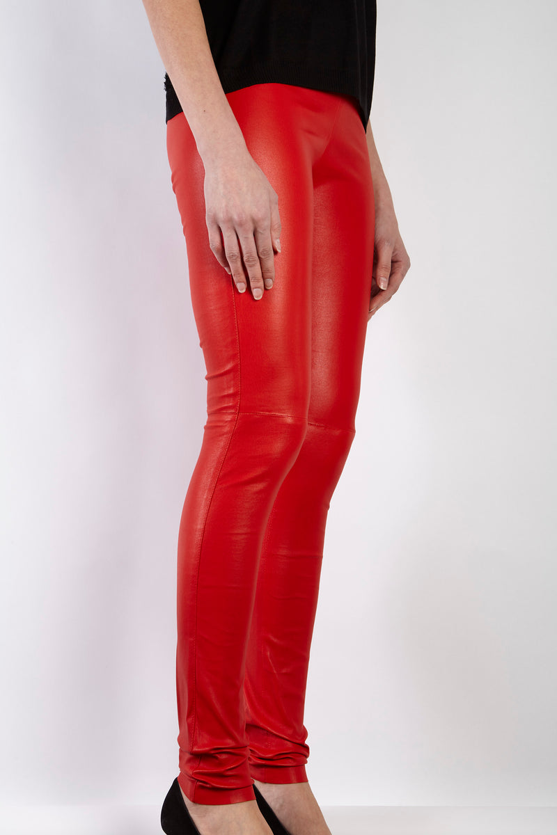 STRETCH LEATHER LEGGING RED - Divine cashmere