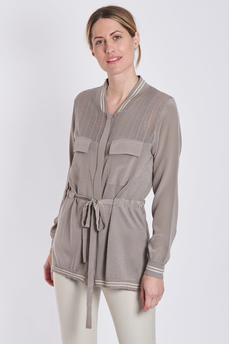 CARDIGAN  WITH BELT AND LUREX-OMBRE