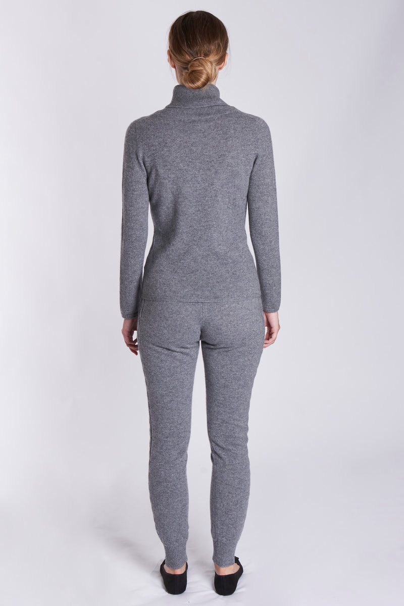 JOGGING PANT CABLE KNIT DETAIL - MISTRAL