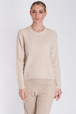 CREW NECK DETAIL SHOULDER - BEIGE