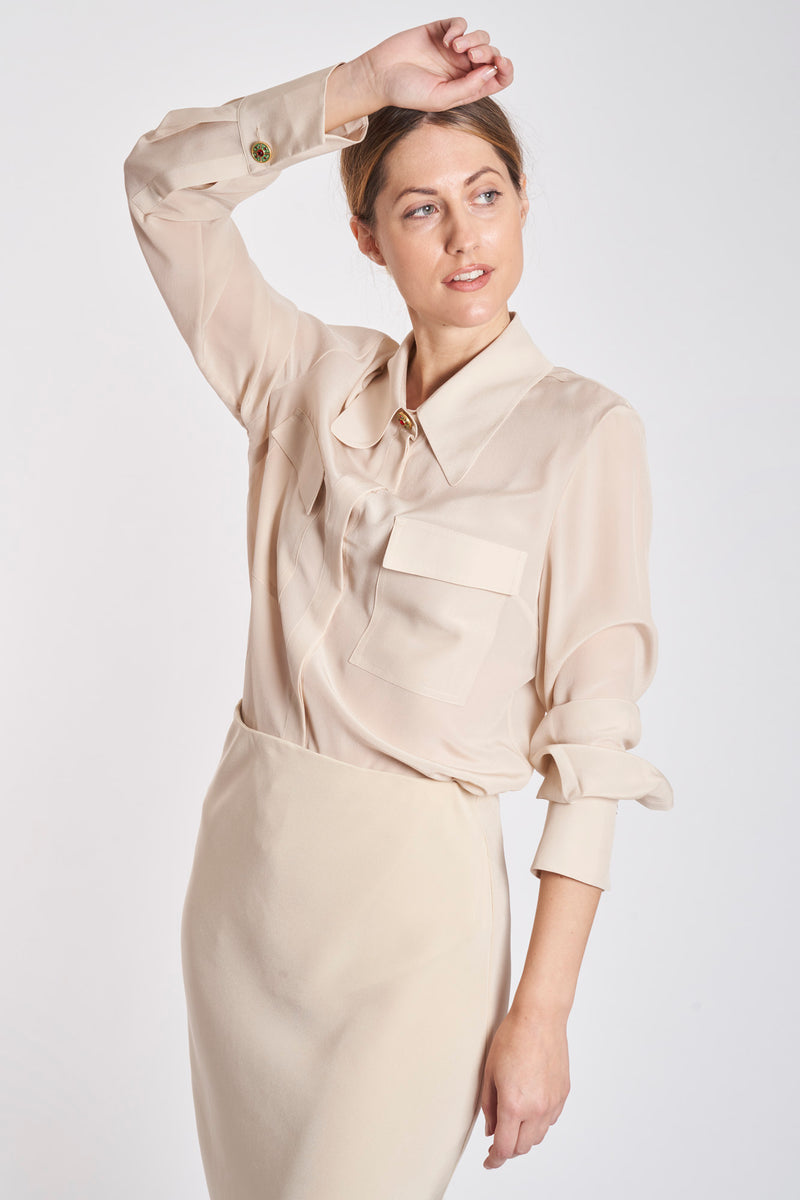 SILK SHIRT -BEIGE