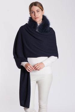 SHEEPSKIN/CASHMERE SCARF-BLUE