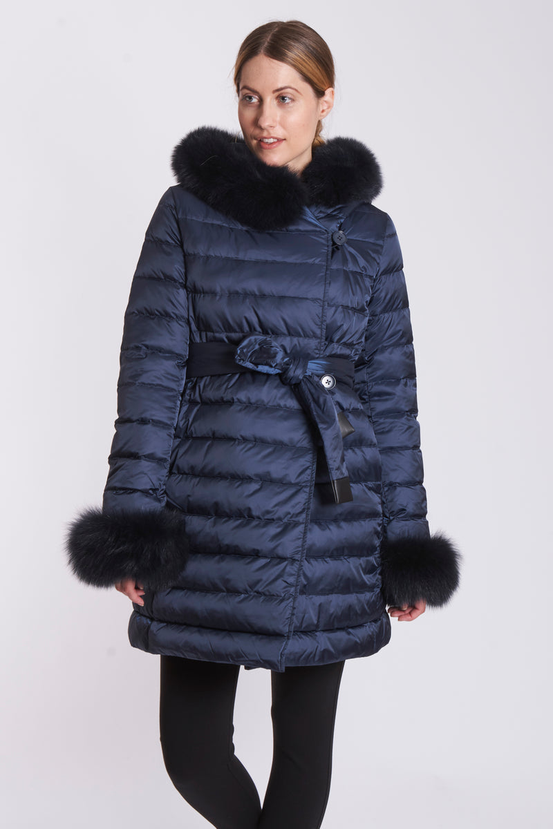 REVERSIBLE HOODED PUFFER JACKET WITH FOX	DETAILS-NAVY